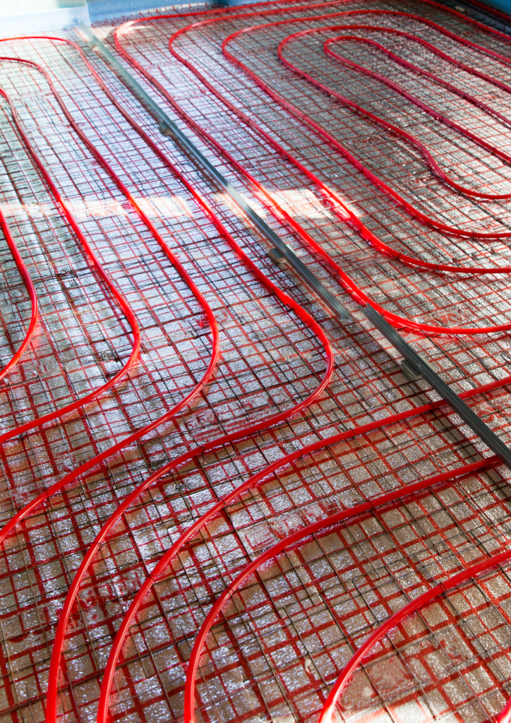 Une photo de cordon chauffant, installation fait pour un plancher chauffant.